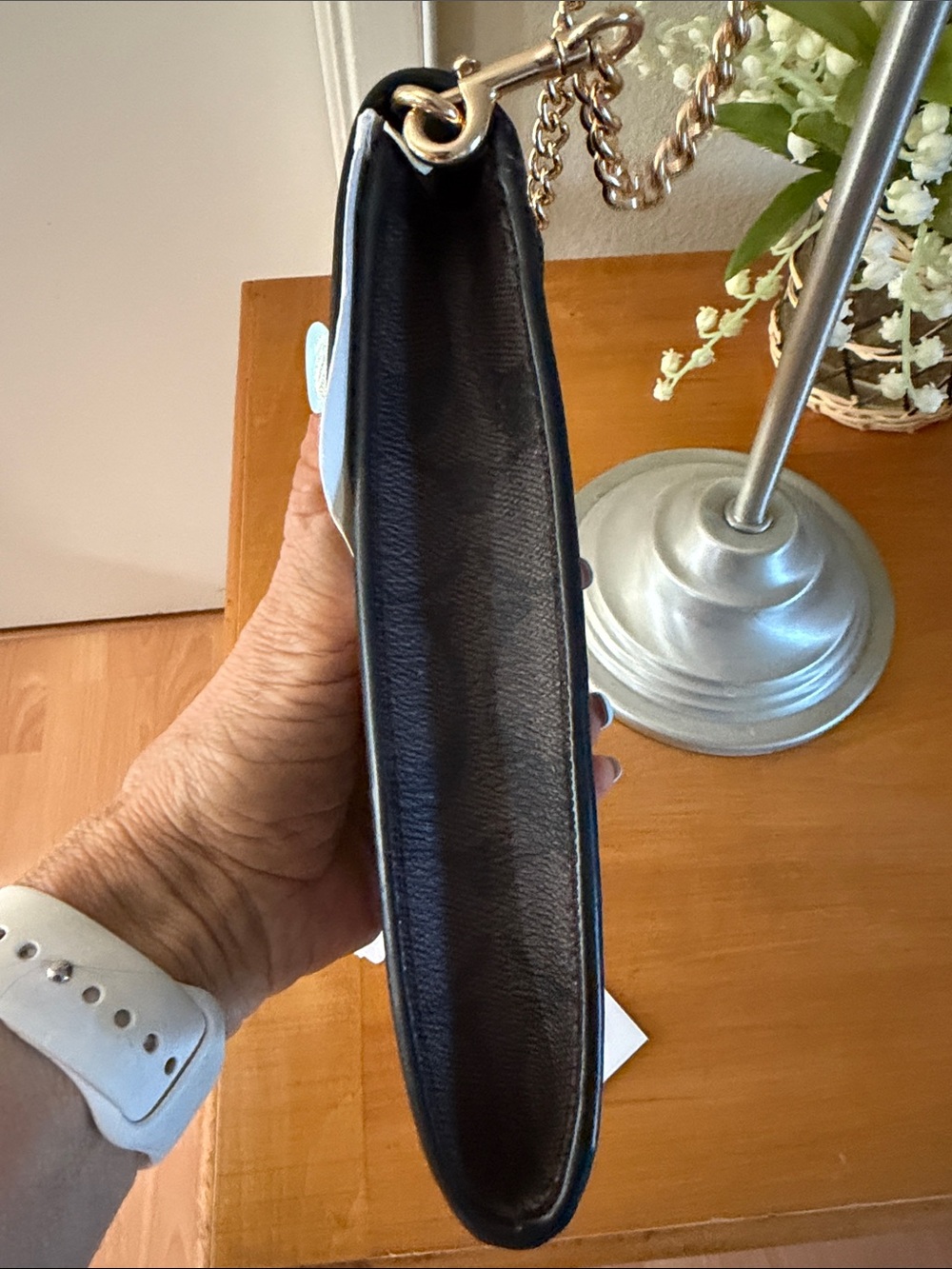 Coach Black Leather & C Pattern Brown Signature Crossbody Phone Pouch - Picture 9 of 16